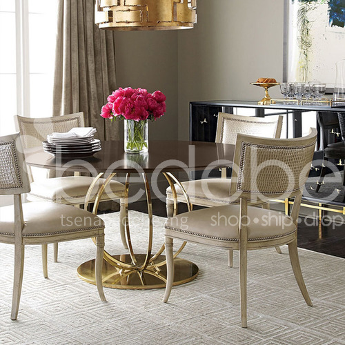 Bj M108 American Light Luxury Solid Wood Dining Table Simple Post Modern Style And Chair Combination Stainless Steel Round Light Luxury Solid Wood Dining Table, Stainless Steel Round Dining Table Set